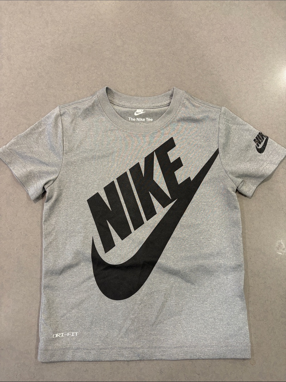 Nike Gray Tee with Large Black Swoosh Logo
